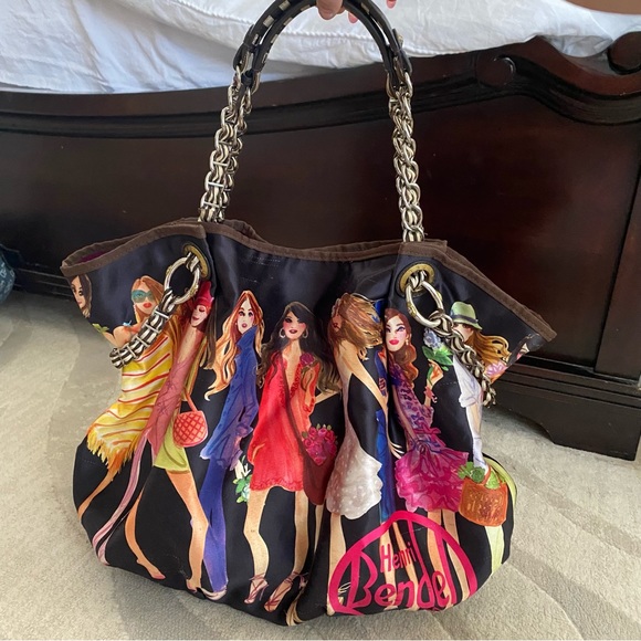 Henri Bendel Bendelgirl Satin Bag It Girl Shopping Large Purse Handbag Tote - Picture 2 of 9